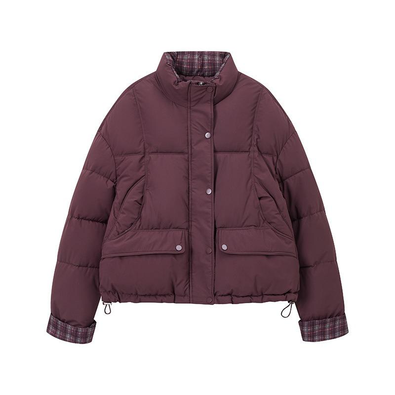 Winter new plaid contrasting color cotton-padded clothes women's short college style small bread jacket trendy