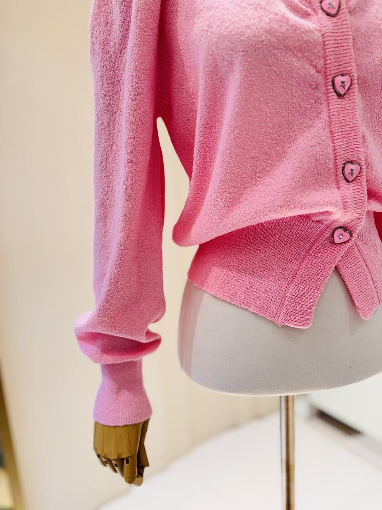 BLUE LABEL Heart Button Point Puff Cardigan