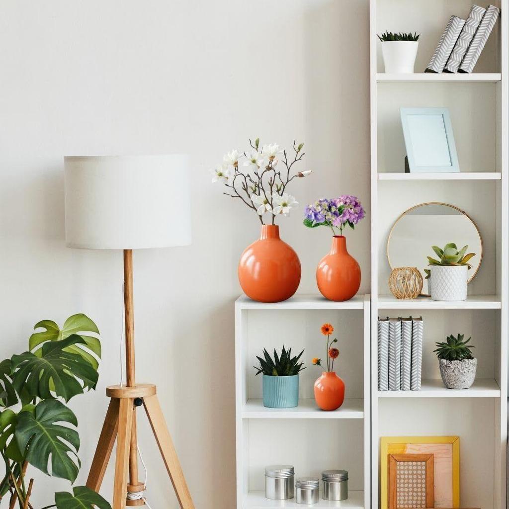 Metall-Blumenvase für Wohnkultur, Massive Metallvase für Bürotischdekorationen, Geschenk zum Geburtstag Set aus 3 (Blumen nicht im Lieferumfang enthalten)