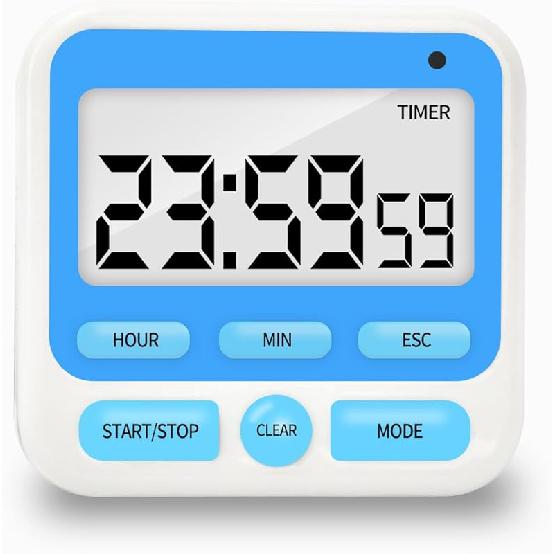 Digital Kitchen Timer with Mute/Loud Alarm, Count Up/Down, 24 Hour Clock and Alarm Function for Kids Teacher Cooking (White)