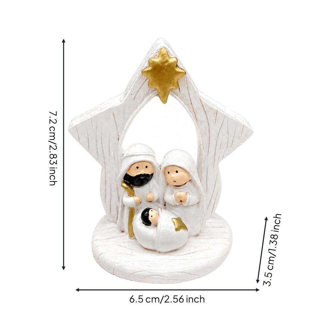 Resin Nativity Scene Figurine Slender for Shelf, Religious Décor Arrangement