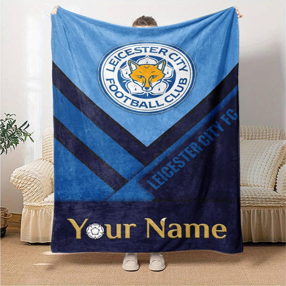 Name Custom Leicester City FC Print Flannel Blanket High Quality Warm Comfortable Cover for All Seasons Perfect for Gifts Home Decor