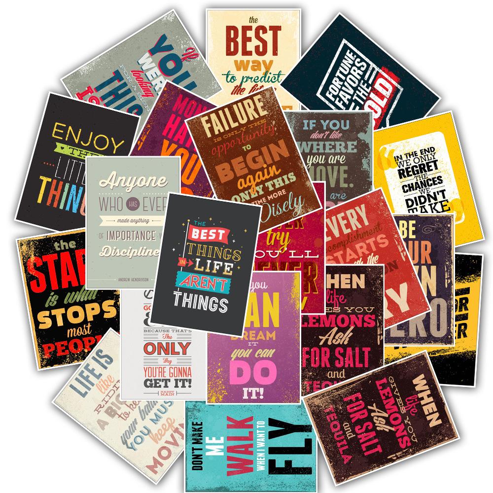 25 Inspirational Motto Poster Stickers Wish Hot Car Motorcycle Electric Car Suitcase Waterproof Stickers