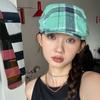 Cotton Plaid Beret Hat Dopamine Style Flat Peaked Cap Elegant Lattice Sun Hat  Streetwear