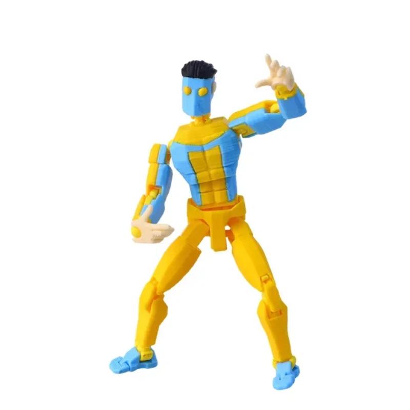 Creative 3D Printed Dummy13 Figure Blue Mask Design Multi-Joint Posable Shapeshift Model Desktop Decor Children's Birthday Gift