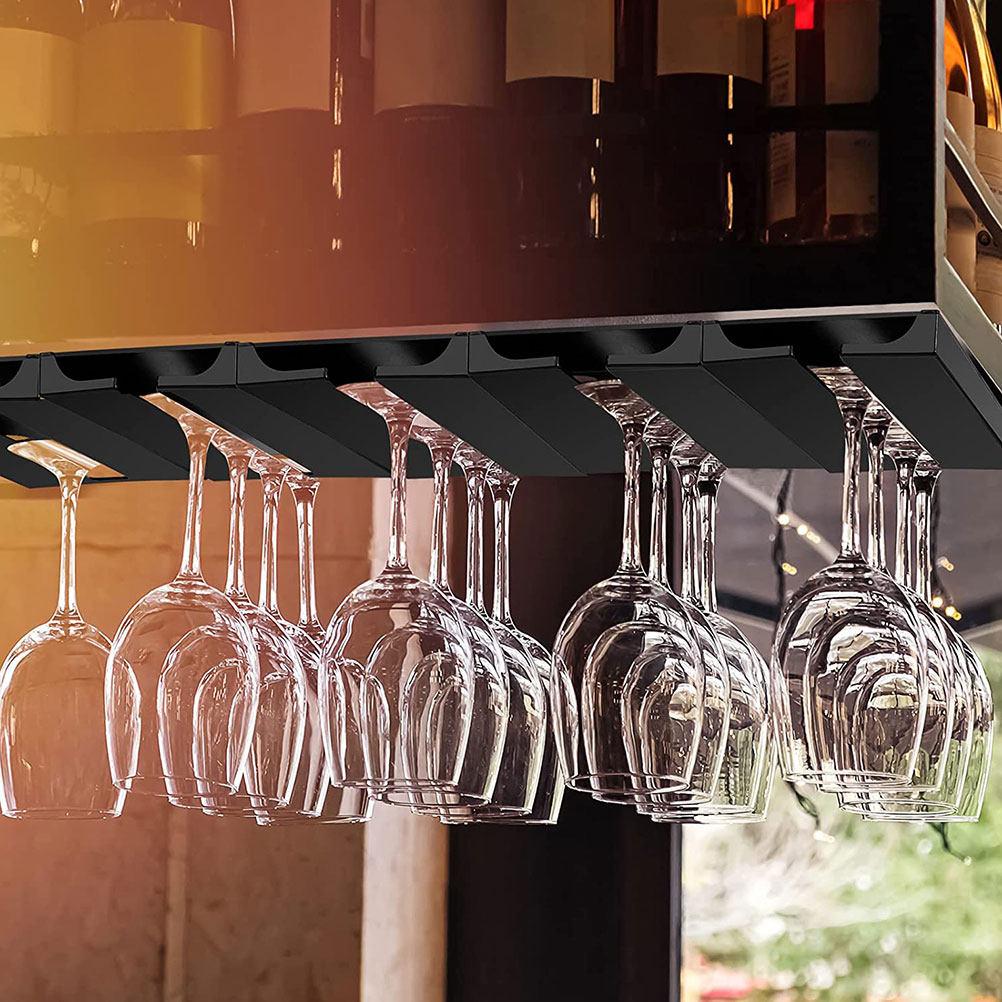 2Pcs Wine Glass Rack Under Cabinet Hanging Holder Space Saving Upside Down Wine Cup Organizer Kitchen Bar Cups Holder