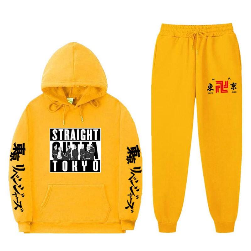 Mens Streetwear Hooded Sweatshirt Set Loose Fit Winter Warm Fleece Lined Casual Tracksuit