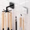 Wall-Mounted No-Drill Kitchen Storage Rack with Movable Hooks for Pots, Spatulas, and Spoons