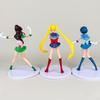 17cm 5pcs Cartoon Cute Girl Sailor Moon Anime Figure PVC Action Anime Figure Model Kawaii Doll Desktop Ornaments