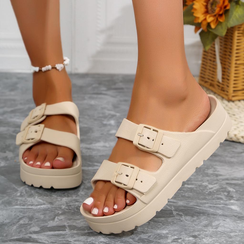 Fashion Fashion Women Slippers Platform Beach Shoes Girl Outdoor Slides EVA Flip Flops For Home Shoes Buckle Soft Thick Sole Sandals