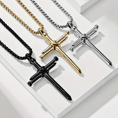 Pingente Cruz Europeia Masculino Estilo Punk Colar Masculino Zircônia