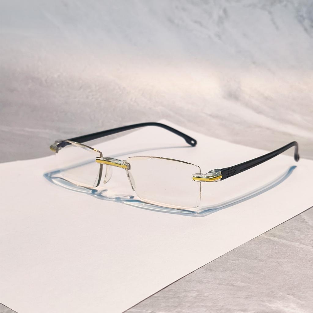 8pcs Ultra-Light Rimless Reading Glasses for Men & Women - Anti-Blue Light, Fashionable Rectangle Design