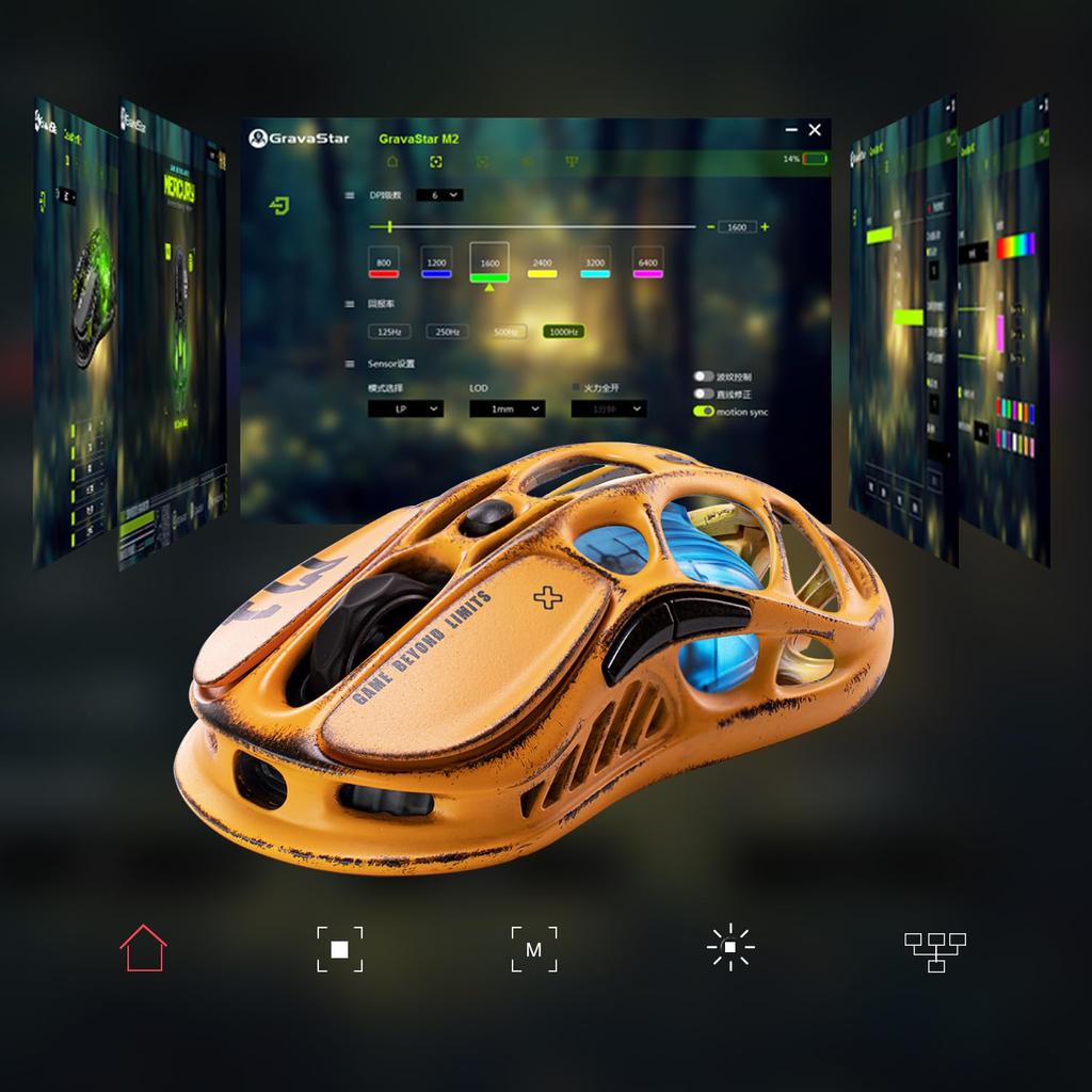 GravaStar Mercury M1 Pro Gaming 4K Polling 26000 Low High 200 Hours of Continuous RGB Lightweight Magnesium Weathering Red Dot Design Award Winner