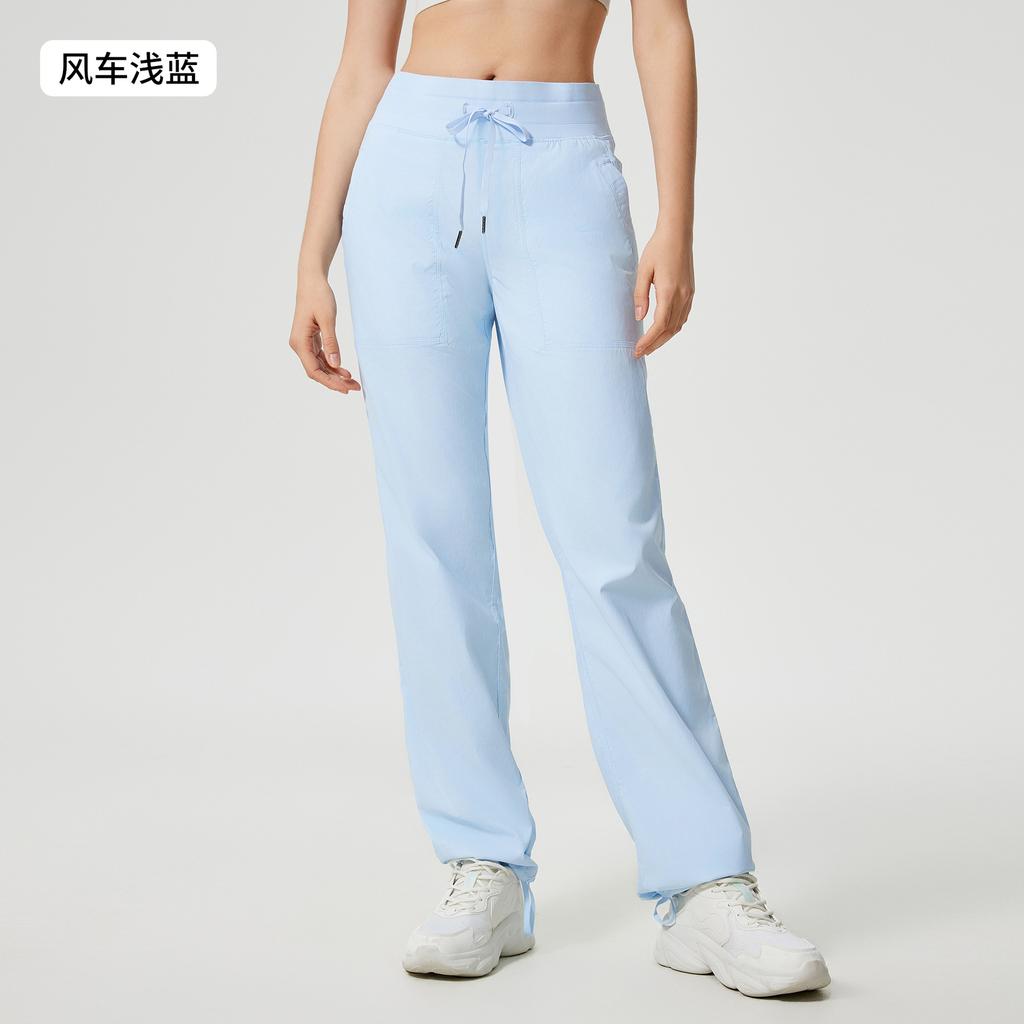High waist loose trousers women's ice-feeling quick-drying casual woven sweatpants running two wear fitness wide-leg pants SS