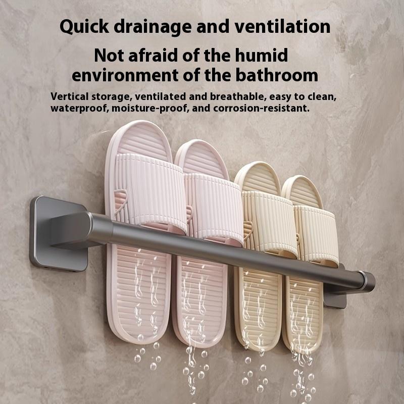Two Layer Punch-Free Towels Holder Bar Bathroom Storage Rack Towel Rack Organizer Wall-Mounted Towel Shelf