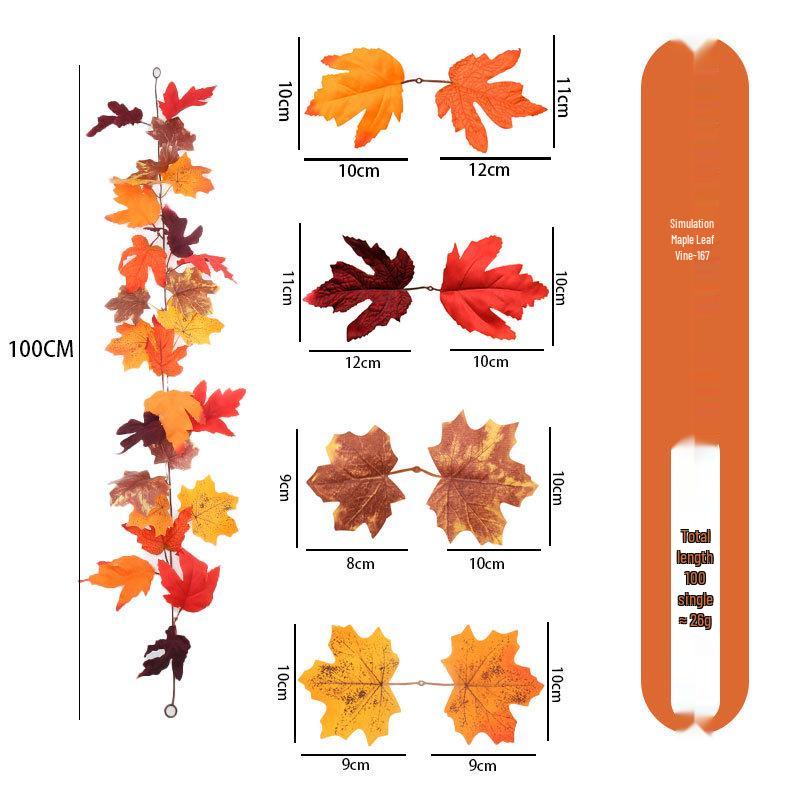 1m Autumn Maple Leaf Rattan Wall Hanging Decoration