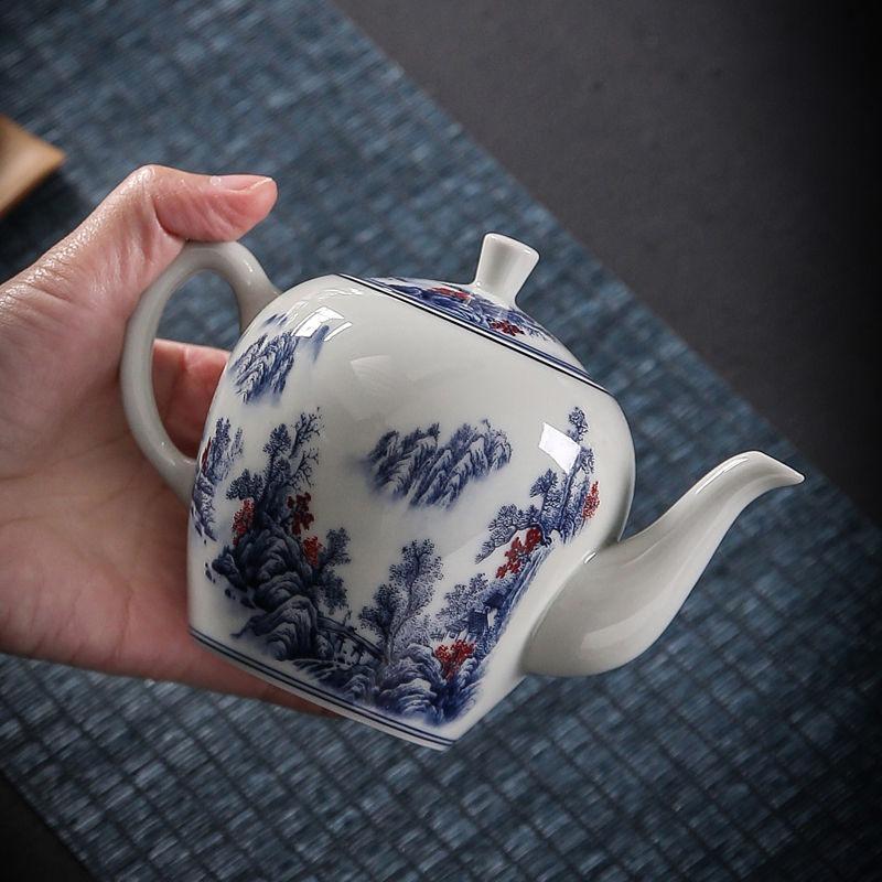 Elegant Chinese Style Teapot, Household Ceramic Teaware, Beautiful Making Tea Pot, Blue and White Porcelain Drinkware, 310ml