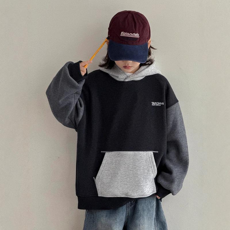 Boy Fleece Lined Hooded Sweatshirt Kids Winter Warm Top
