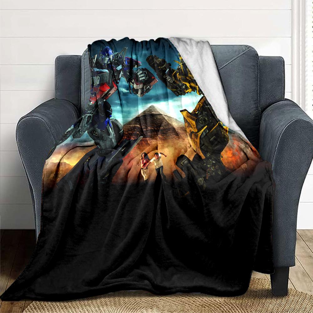 1pc Bumblebee Autobot Digital Printed Flannel Blanket, Super Soft Plush Fleece Bed Cover, Multipurpose Four Seasons Hypoallergenic Quilt for