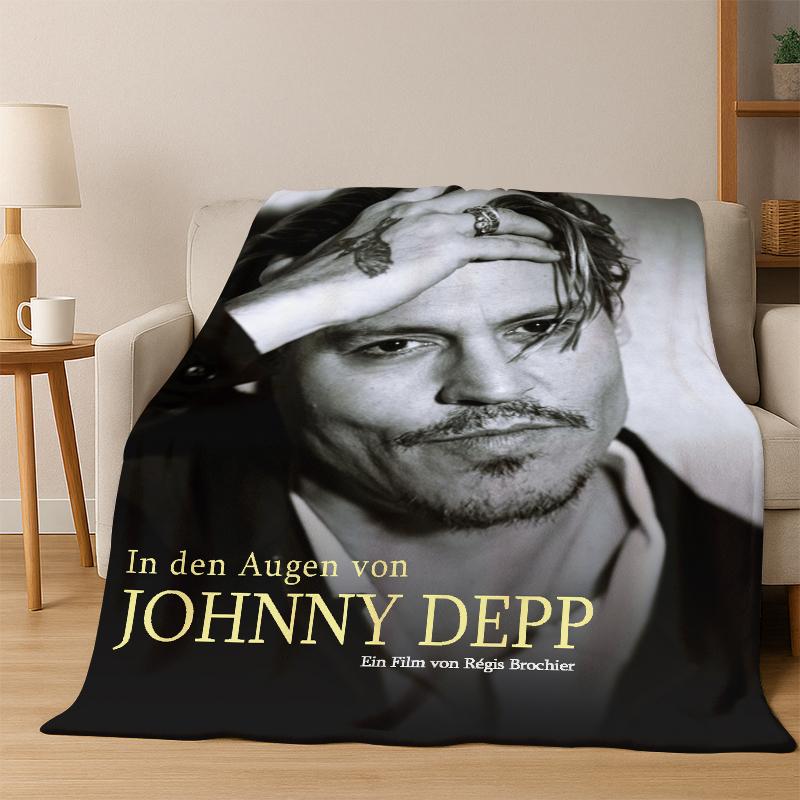 Handsome Johnny Depp Star Flannel Blanket Soft Warm Blanket Throw Blanket for Bedroom Living Room Bed Travel Picnic Gift kid 75x90cm