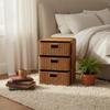 Wicker Design Bedside Table Handmade Home Furniture Removable Baskets