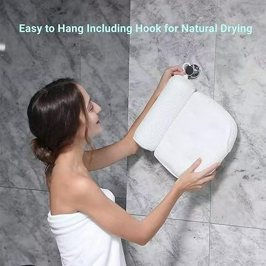 3D Mesh Rutschfestes Badewannenkissen mit Saugnäpfen - Maschinenwaschbares Badekissen und Rückenlehne.