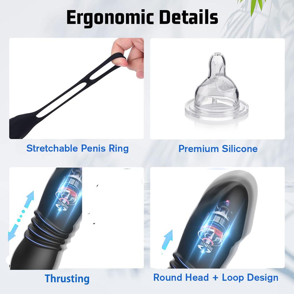 3 in 1 Thrusting Anal Vibrator Remote Control Dildo Prostate Stimulator Massager Delay Ejaculation Cock Ring Sex Toy for Men Anal Plug with Telescopic