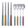 8Pcs Korean Dishware Collection Premium Silverware Collection 304 Stainless-steel Meal Collection Colors Spoon Dinnerware Spoon Chopsticks Silverware