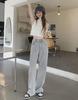 Women's High-Waist Light Gray Wide-Leg Retro Jeans