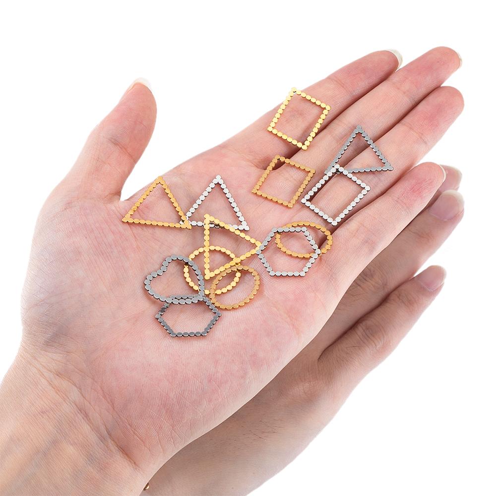 20pcs Stainless Steel Wave Frames Charms DIY Earrings Pendants Circle Drop Hexagon Blank Bezel for Resin Jewelry Making Findings