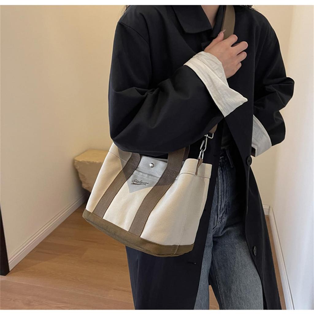 BEIBANG Women's Mini Tote Canvas Bag, Handbag, Crossbody Bag, Canvas Shoulder Bag, 3-Way, Embroidered, Commuter Bag, Small Handbag, Diaper Bag,