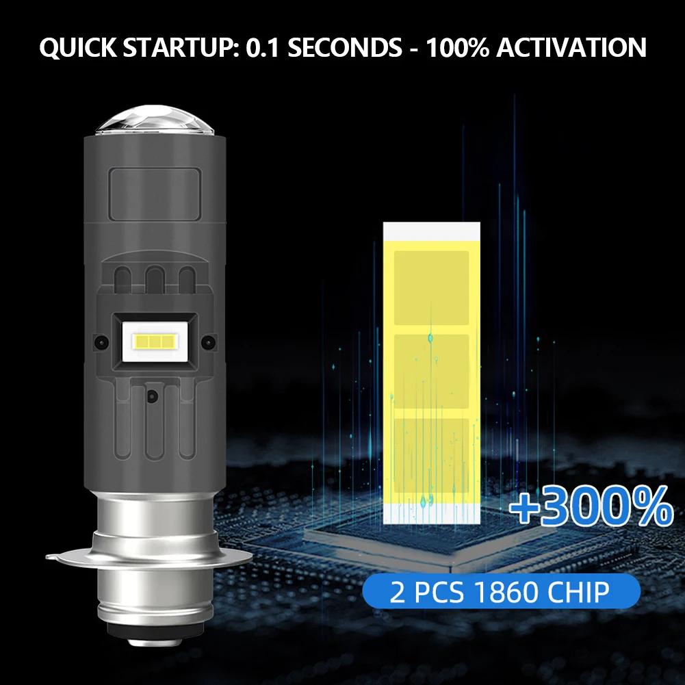 6000Lumen P15D H4 Motorcycle LED Spot Light Aluminum Alloy Lens Headlight Scooter Motorbike Bulb Dual Color DRL Hi/Lo Beam Light