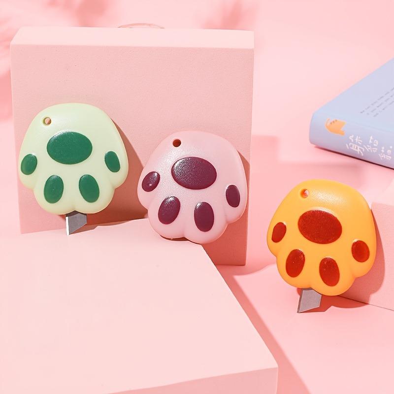 3/5pcs, Avocado Green Portable Cutting Tool, Cute Cat Paw Shaped Cutter, Suitable for Office, Office Supplies, Fun Design, Sturdy Construction