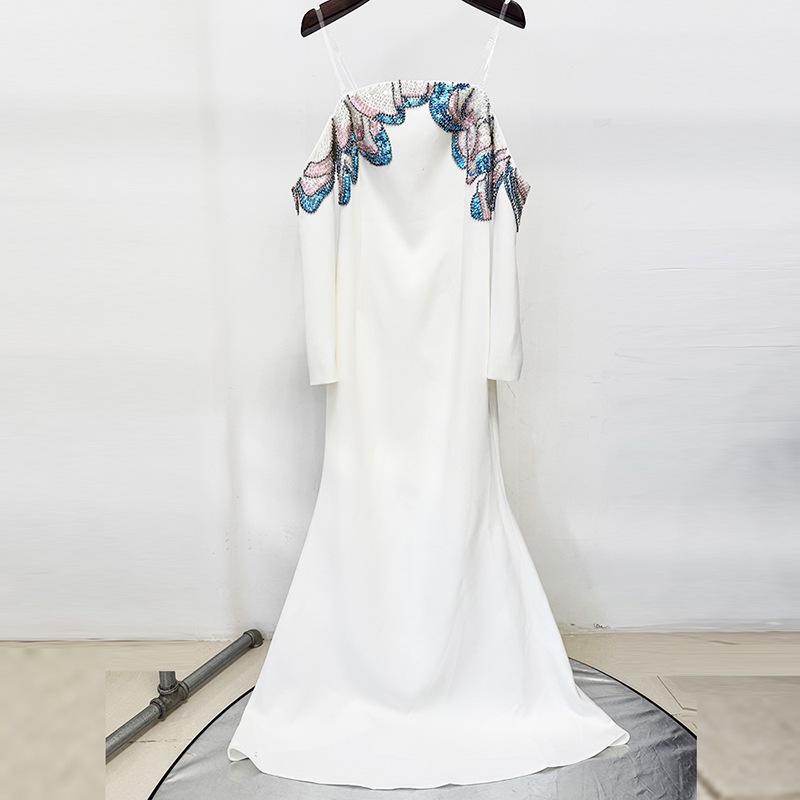 

2025 Rhinestone Beaded One-Shoulder Evening Gown 4XL білий
