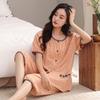 Pajamas women's 1011 new summer pure cotton thin short-sleeved cropped pants high-end cotton loungewear large-size set