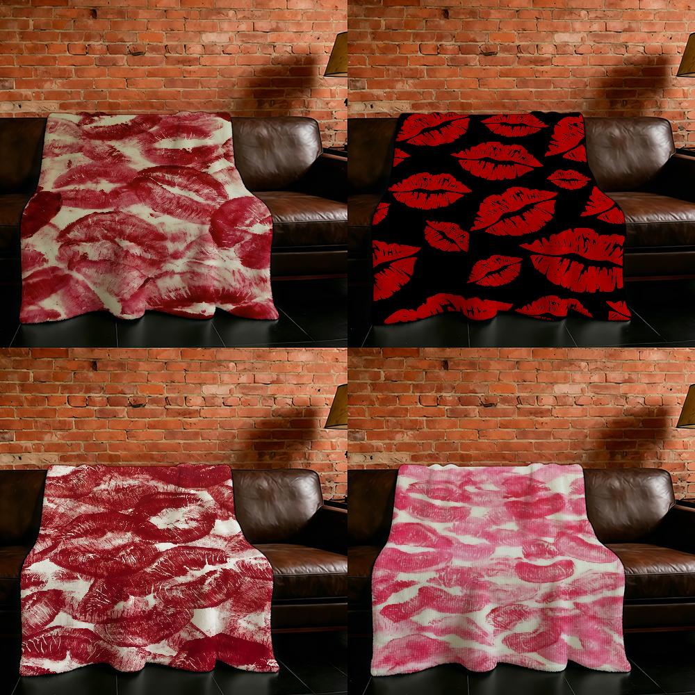 Fiery Red Lips Blanket Flannel Warm Soft Throw Blanket For Room Sofa Childish Birthday Gifts