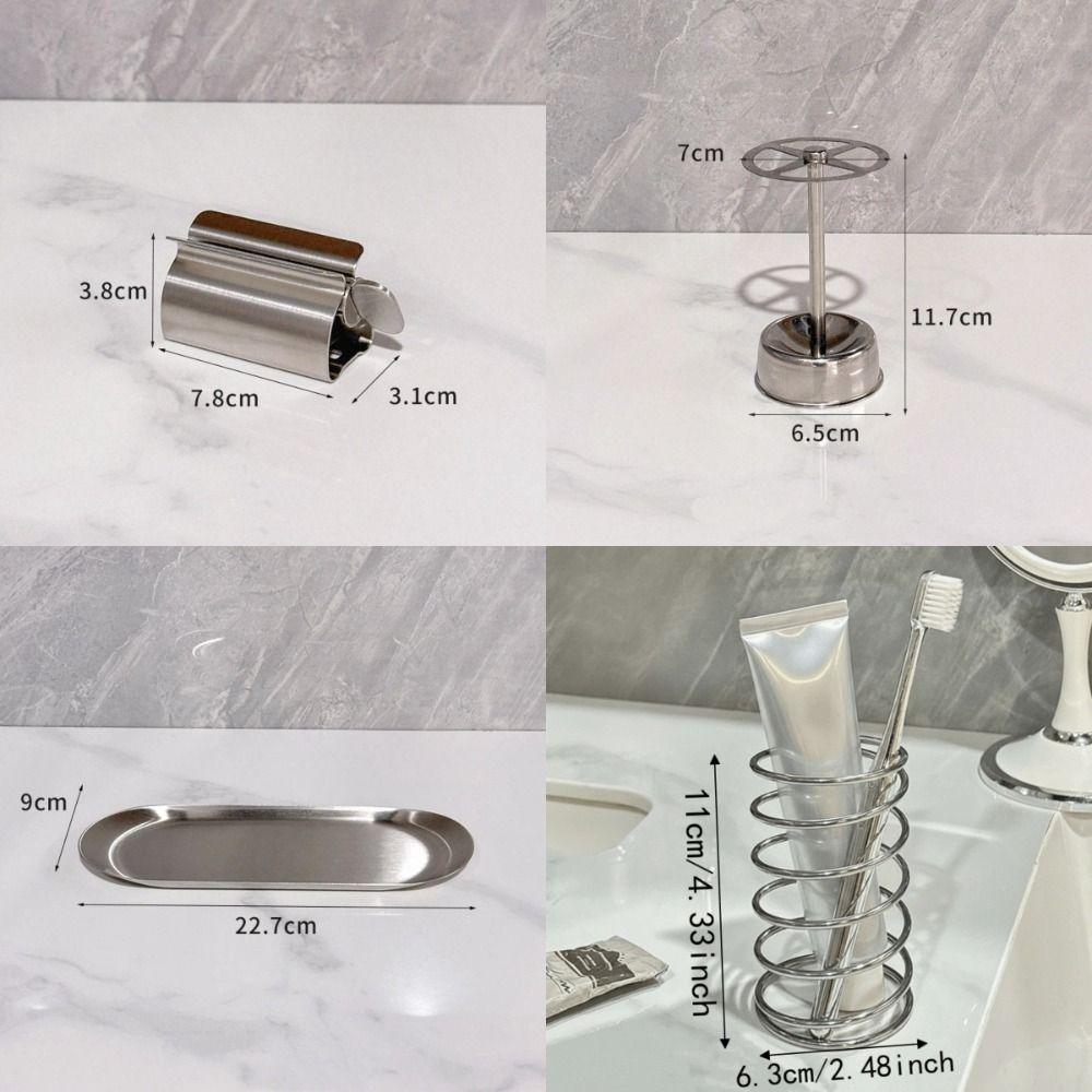 3pcs/Set Stainless Steel Toothpaste Rack Rustproof Bathroom Storage Shelf Bathroom Counter