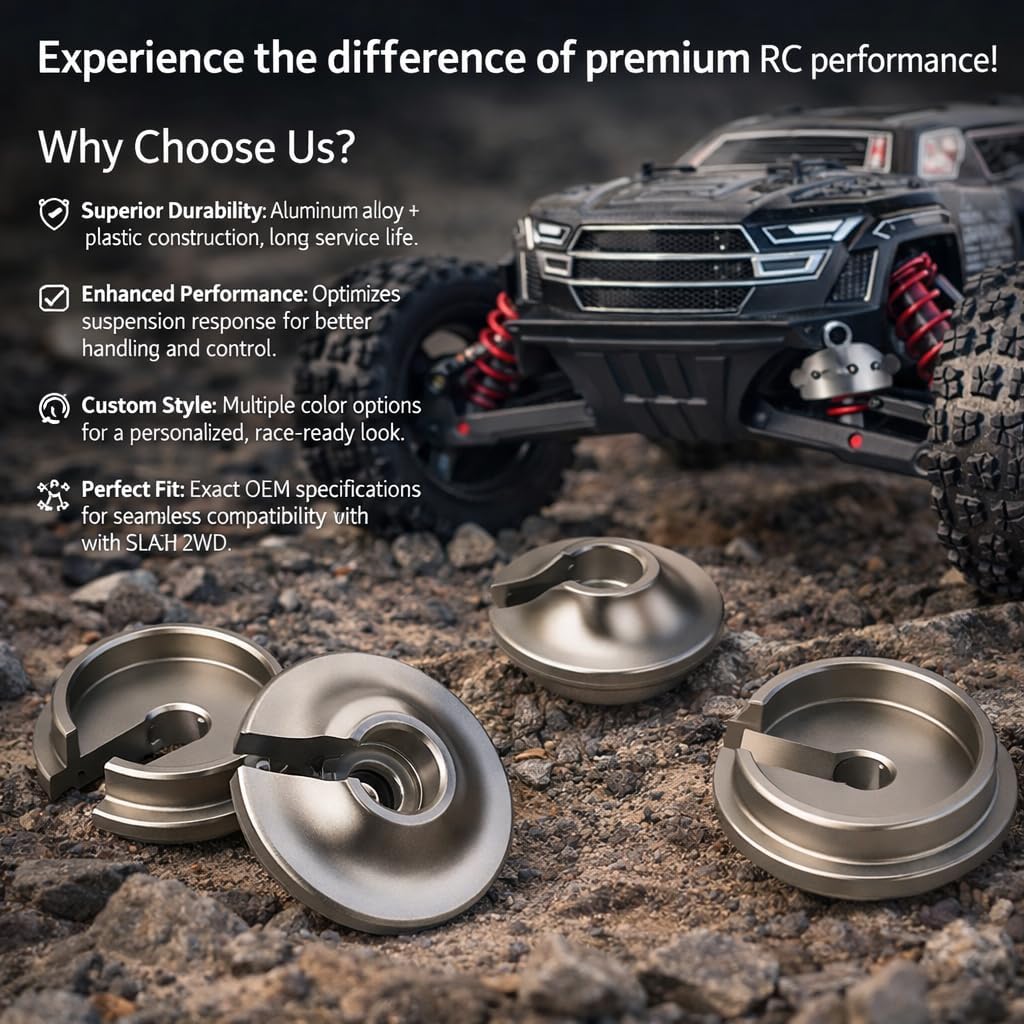 VGEBY 4Pcs Spring Retainers, Light Weight Aluminum Shock Retainers with Piston Heads RC Car Upgrade Accessory Fit for TRXXAS Slash 2WD RC Car Upgrade