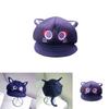 Cute Purple Cat Ear Beret Hat For Women All Seasons Warm Polyester Cotton Material