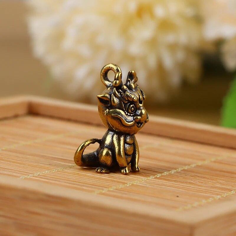 Vintage Statue Figurine Wealth Brass Decor Prosperity Chinese Style Ornament Dragon Luck Animal Mini Home Accessories Gift