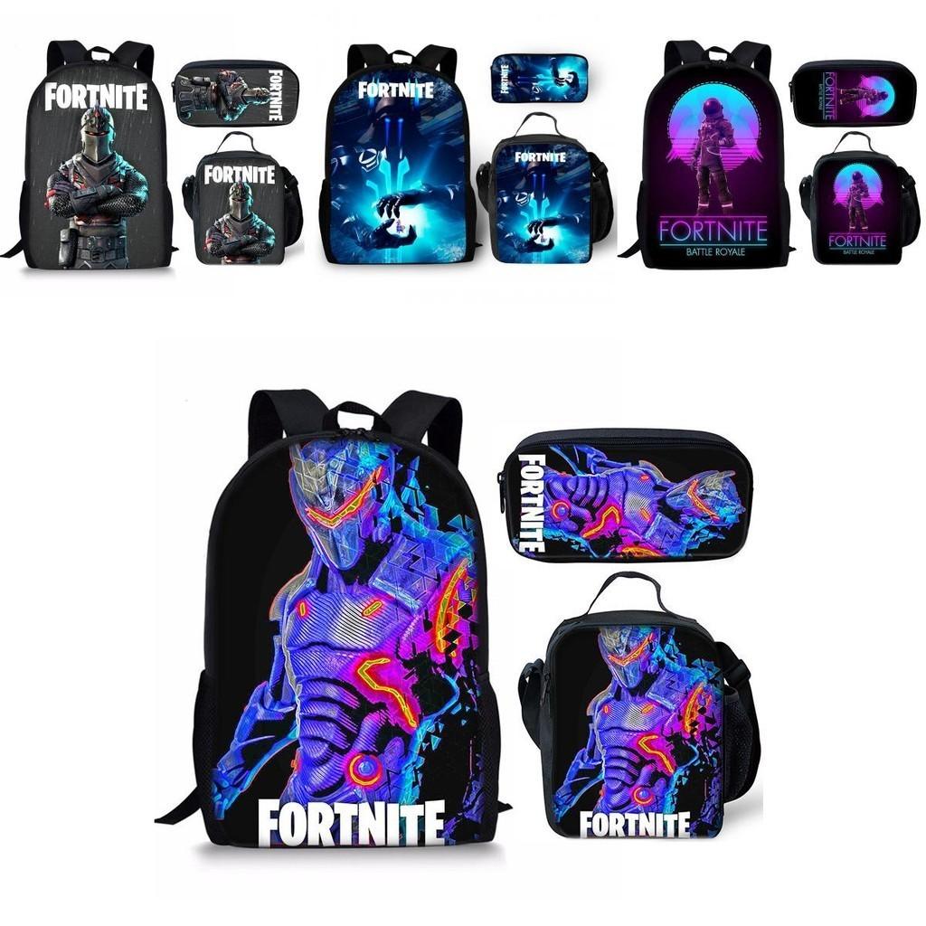 Large Capacity Fortnite Fortress Night Backpack Set Oxford Cloth 20-35l Breathable Waterproof Cartoon Pattern Street Style