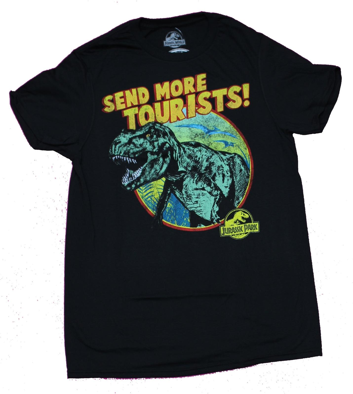 Jurassic Park Adult New T-Shirt - Send More Tourists T-Rex Distressed Circle XXXXL