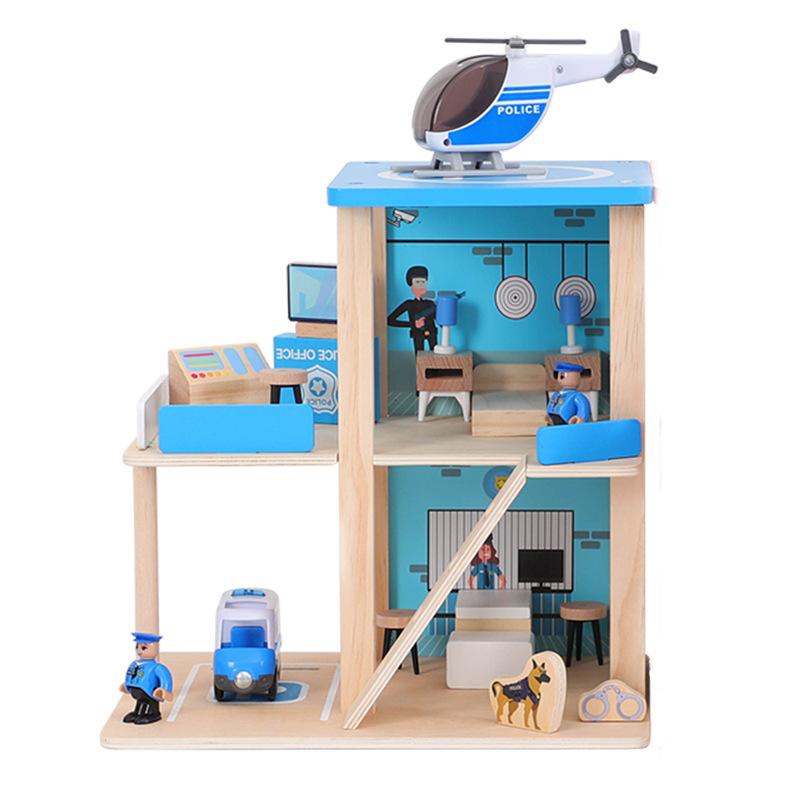 Turm Zugstreckenzubehör Spielszene Dekoration Bahnhof Brücke Tunnel Hochbaugleis Spielzeug für mit Zug Holz