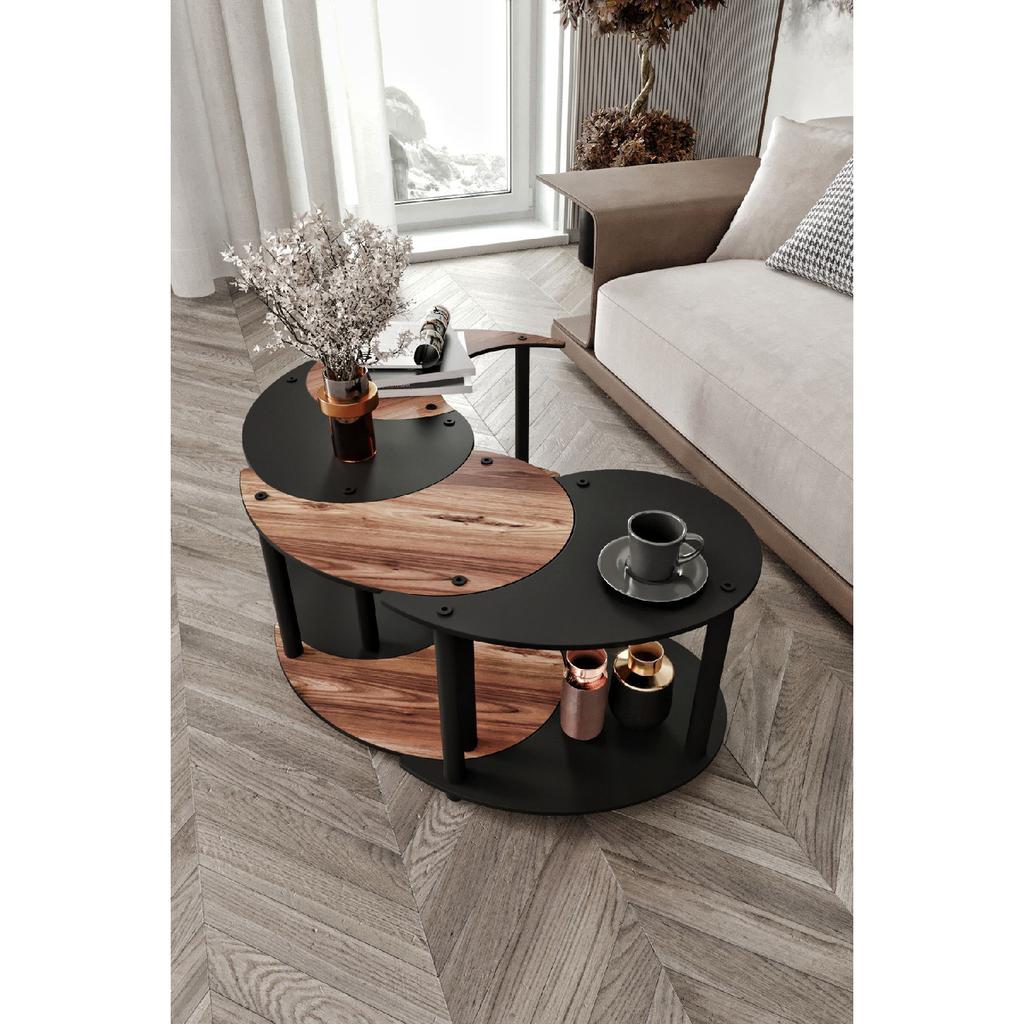 Yin Yang Unity Serenity Coffee Table Set Of 4 Black Walnut 70 Cm