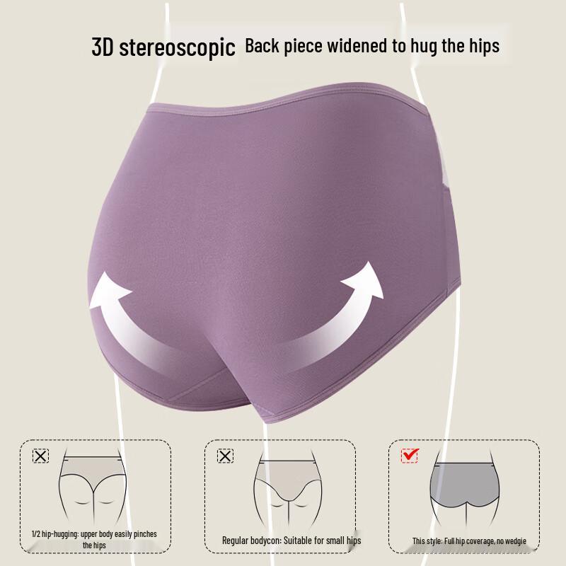 Maoren Women's High-Waist Tummy Control Antibacterial Cotton Underwear 4-Pack
