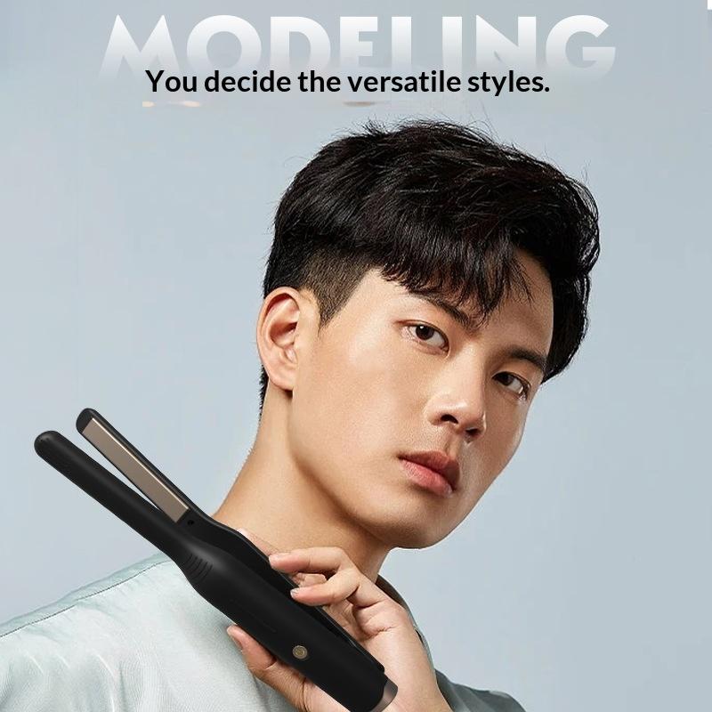 Piastra e Arricciacapelli Portatile da Uomo Doppio Uso Viaggio Ceramica Riscaldamento Rapido Capelli Corti Strumento di Styling da Viaggio