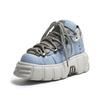 Punk Style Women Sneakers Rock Metal Decor Lace-up Heel Height Platform Shoes Gothic Man Shoes Men Sneaker