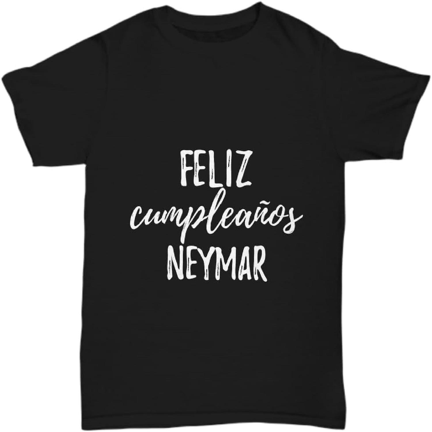 EzGift Feliz Cumpleanos Neymar T-Shirt Spanish Happy Birthday Personalized Name Unisex Tee S разноцветный