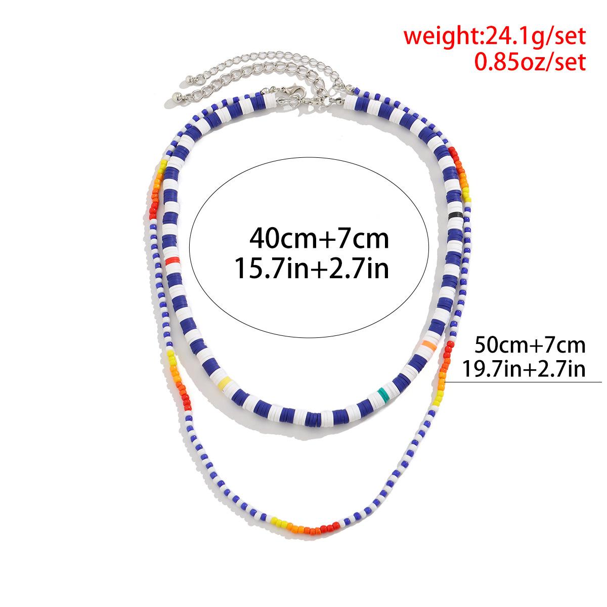 Bohemian Multi-layer Colorful Soft Clay Small Bead Necklace for Men Double-layer Stacked Jewelry Color 03678
