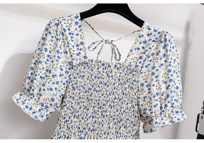 French Design Floral Short-Sleeved Summer Dress for Women